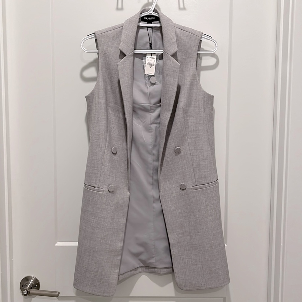 Express Light Gray Vest Blazer Size XS